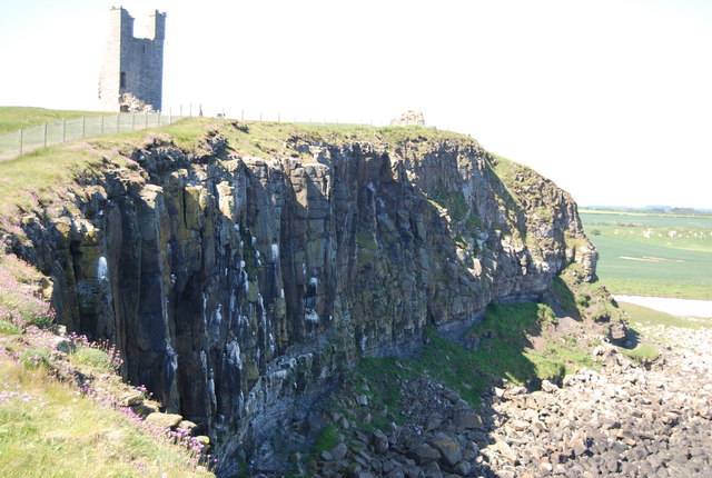 tall cliff face with grass at top