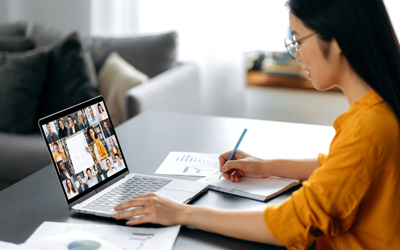 Woman Completing Online Training