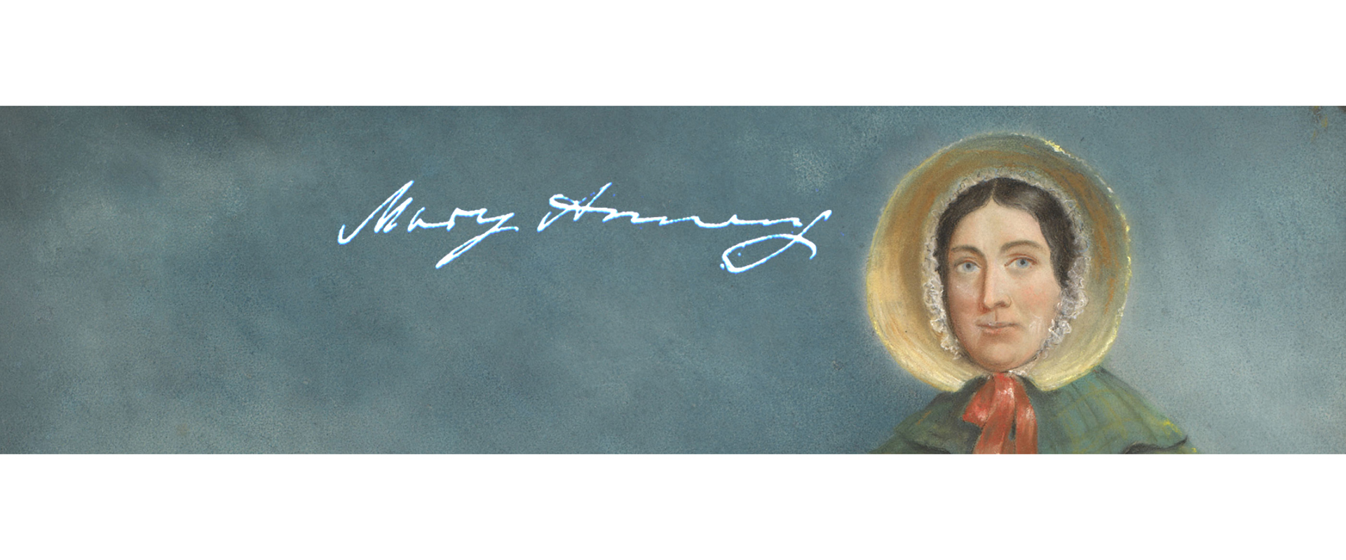 Portrait of Mary Anning with her signature