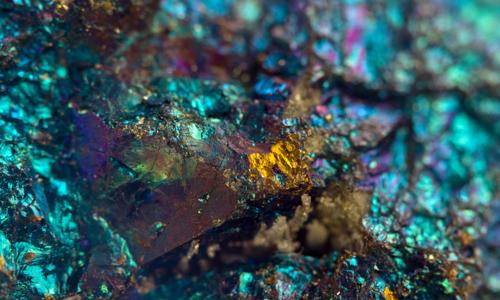 Teal, aqua, purple crystal formation