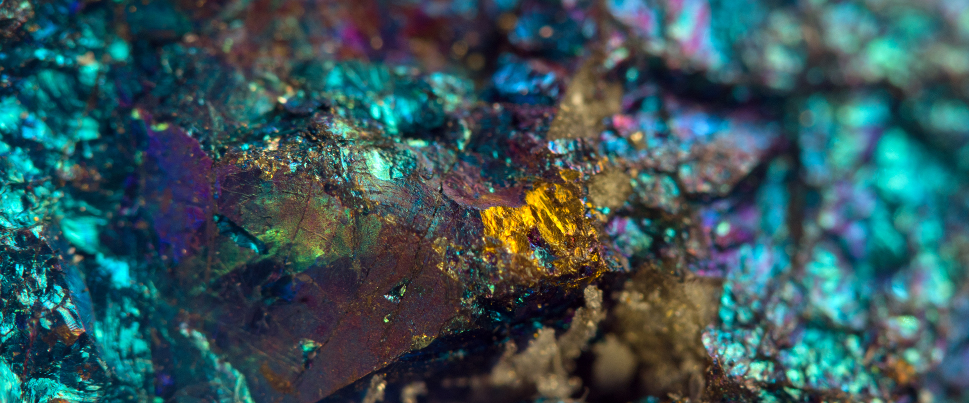 Teal, aqua, purple crystal formation