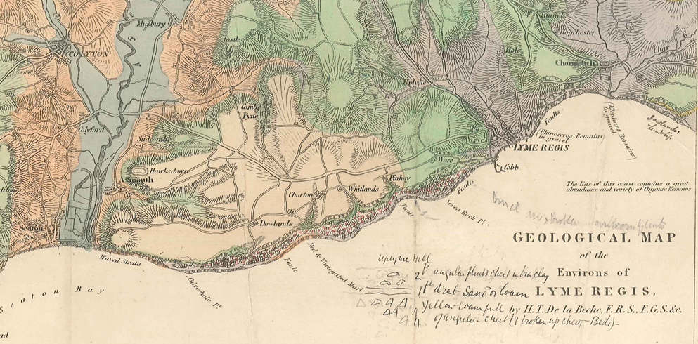 Extract from Henry De la Beche's geological map of Lyme Regis