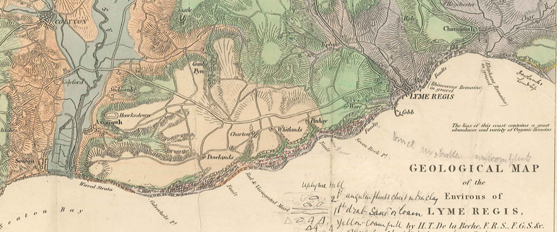 Extract from Henry De la Beche's geological map of Lyme Regis