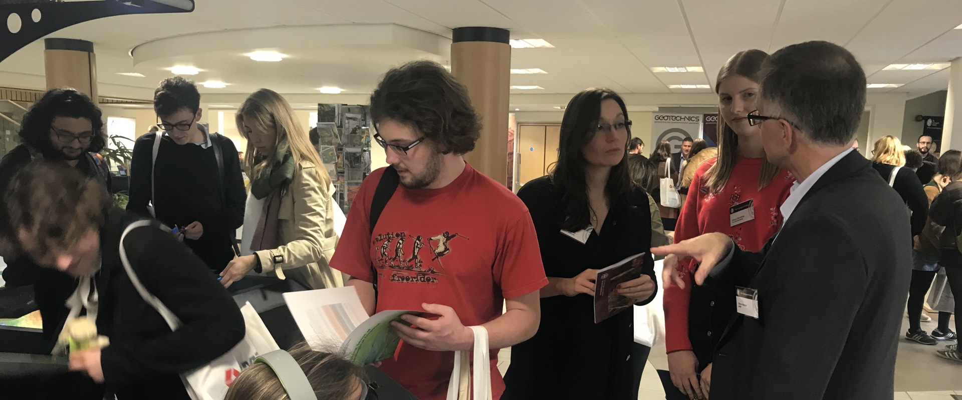 Group of students at an exhibition