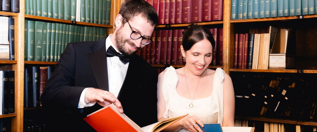 The Bride and the Groom were reading in the Lower Library