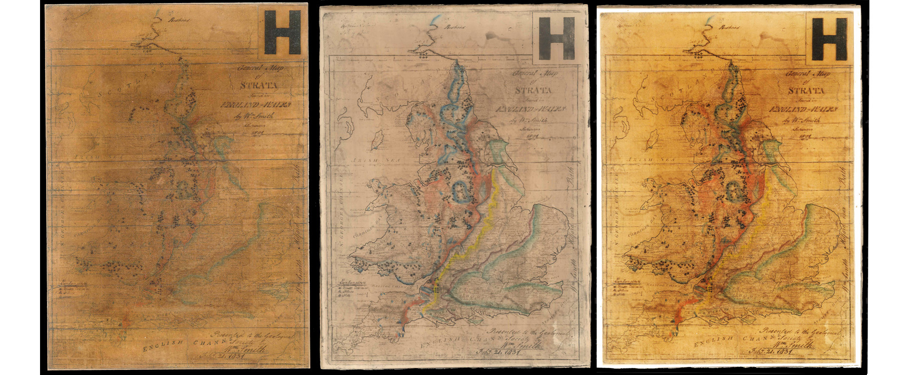 Composite of William Smith's General Map of Strata. 1801