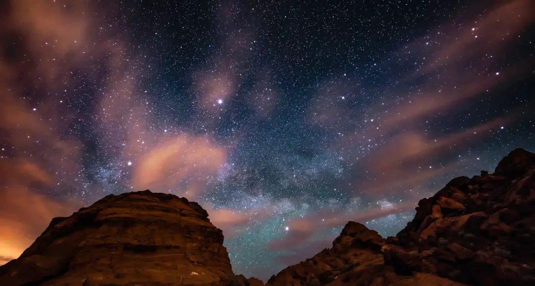Space Lights Above Rock