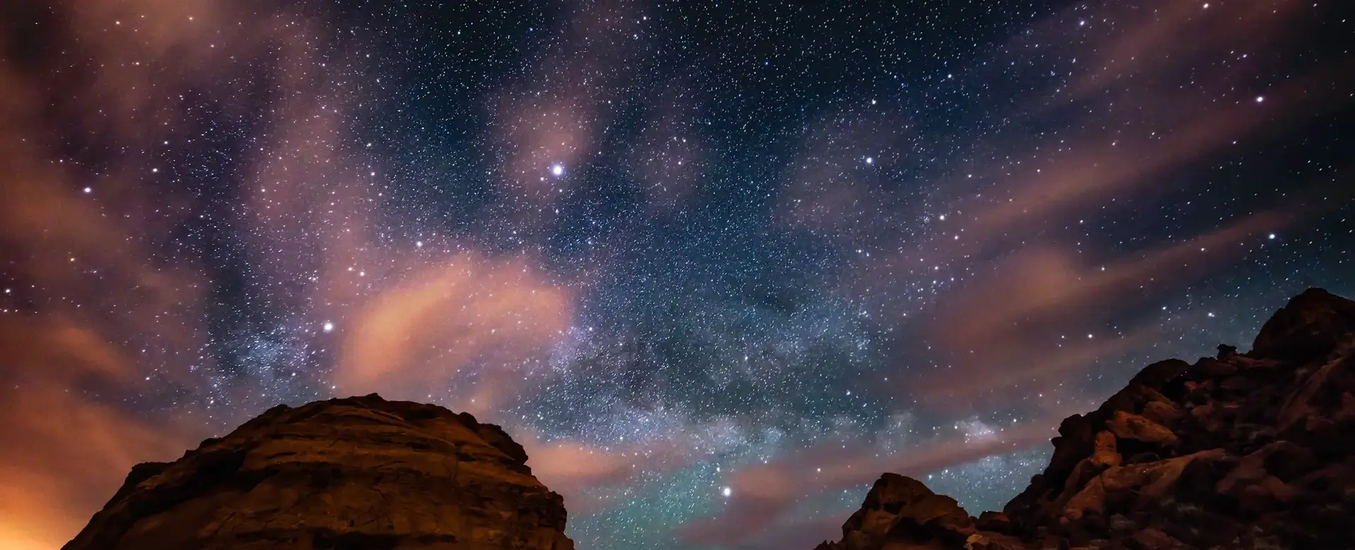 Space Lights Above Rock