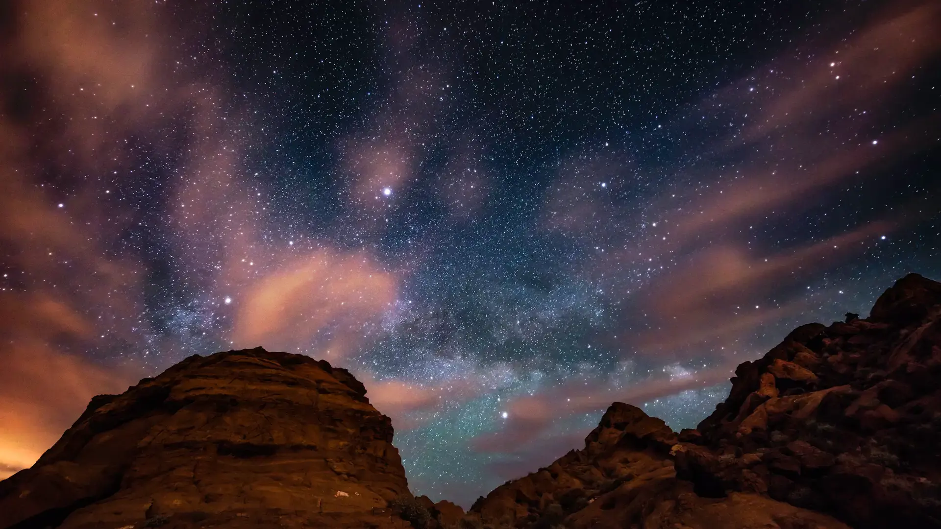 Space Lights Above Rock