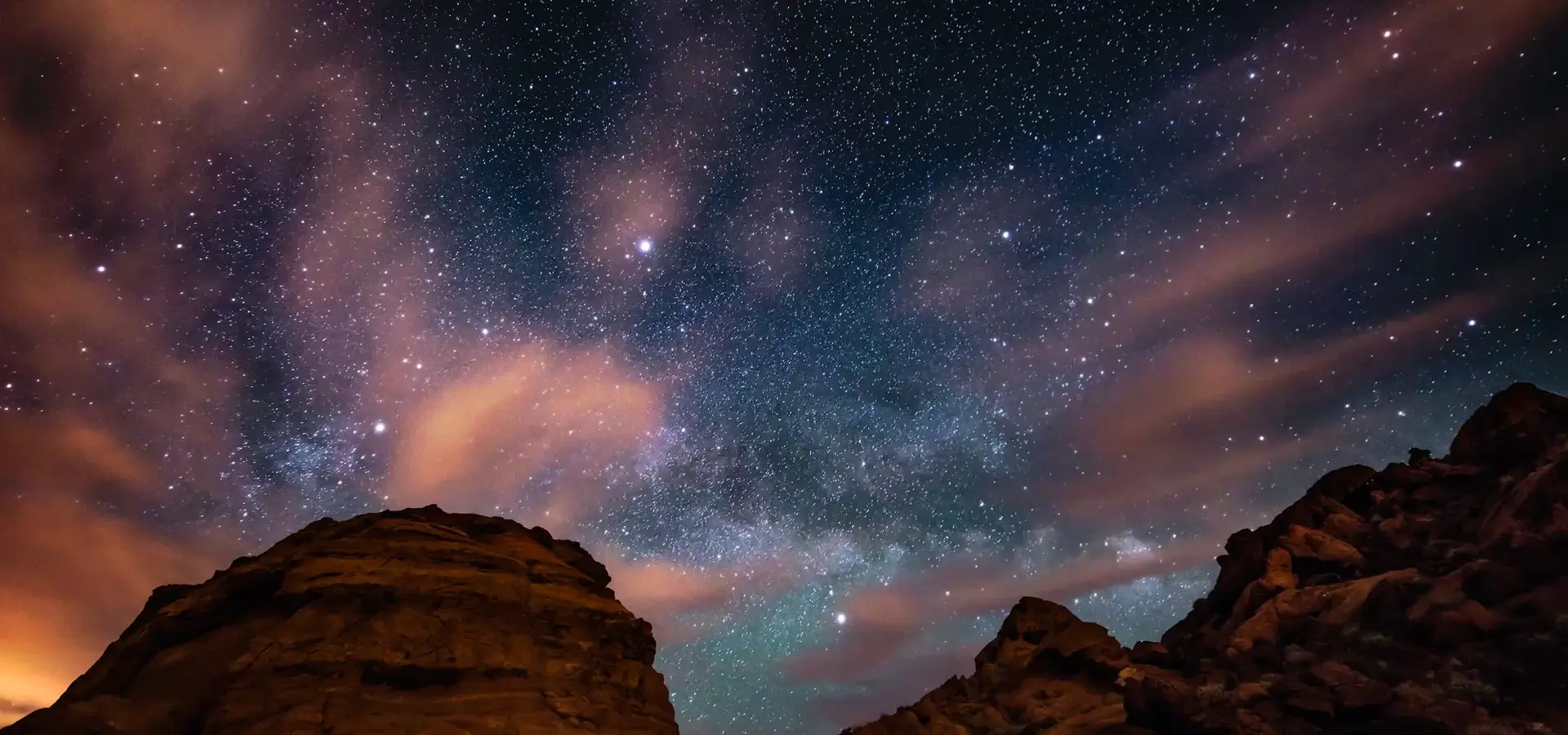 Space Lights Above Rock