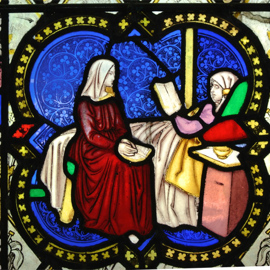 Detail of the stained glass window in memory of Mary Anning