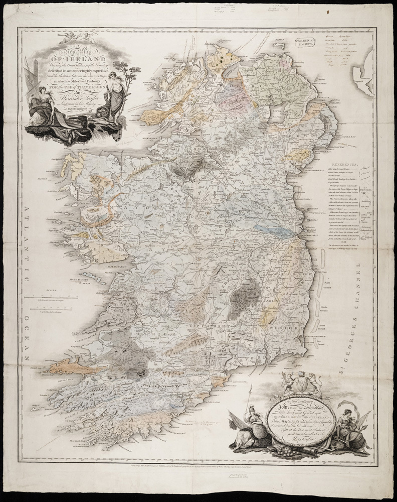 Early geological map of Ireland, probably by Richard Griffith