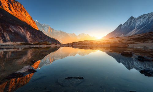 Sunset over lake