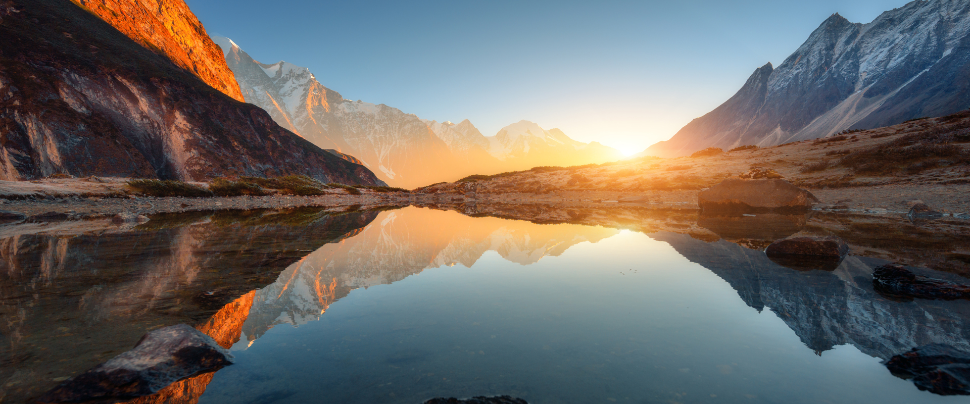 Sunset over lake