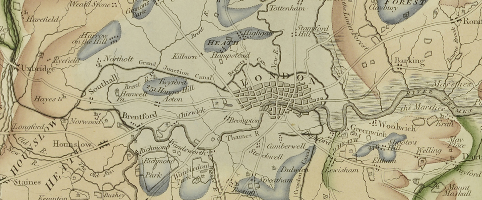 Detail from William Smith's map showing London