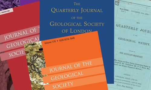 Pile of archive Journal of the Geological Society covers