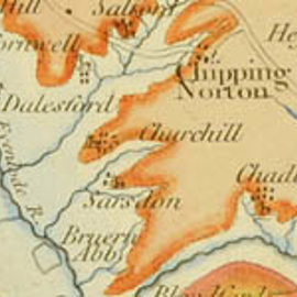 Extract of William Smith's map showing the village of Churchill