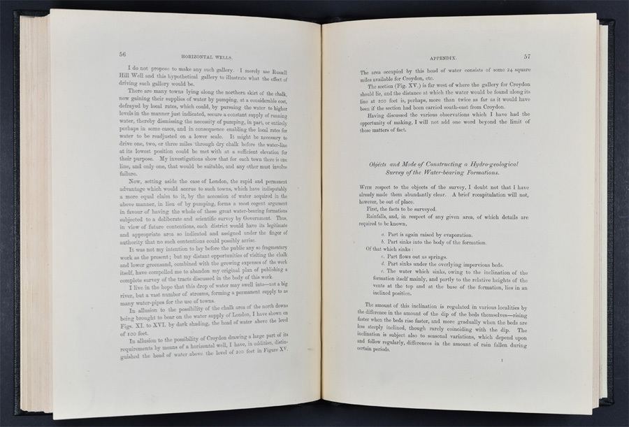 Page from Joseph Lucas, 'Horizontal wells: a new application of geological principles to effect the solution of the problem of supplying London with pure water’ (1874).