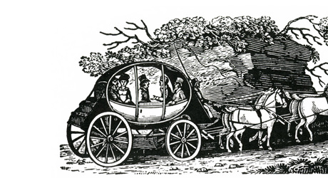Carriage carrying Charlotte Murchison, Charles Lyell and Roderick Murchison