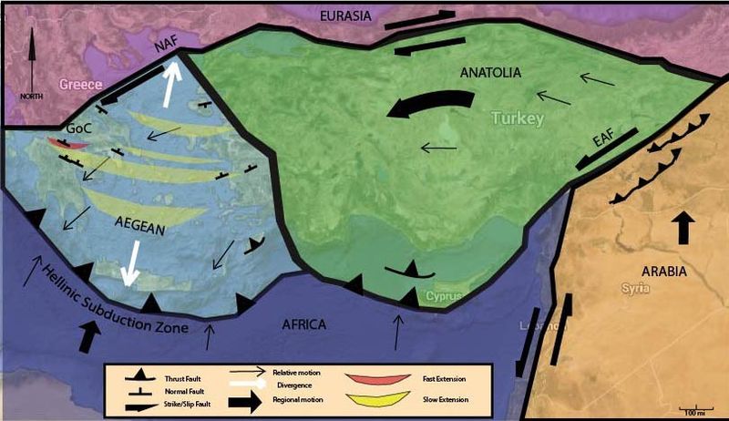 Gulf of Corinth Regional Tectonic Map 