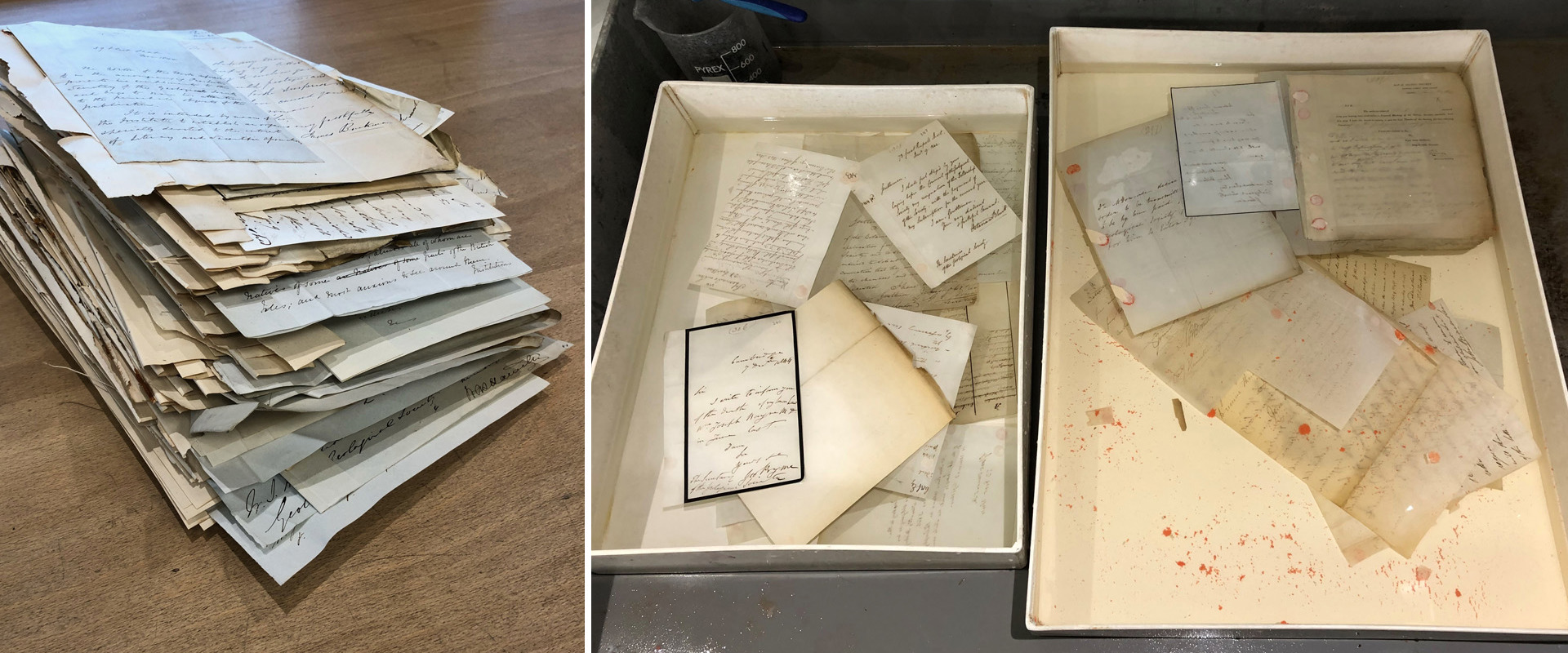 Photographs showing the conservation process 