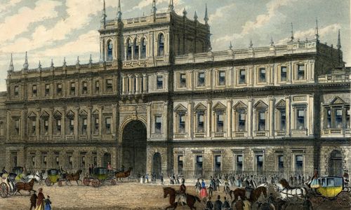 A colour print of New Burlington House, Piccadilly circa 1874