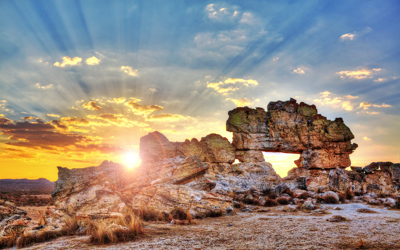 Sunset over rocks