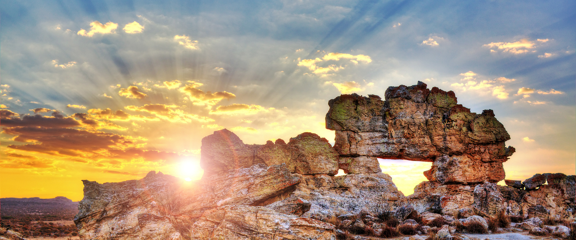 Sunset over rocks