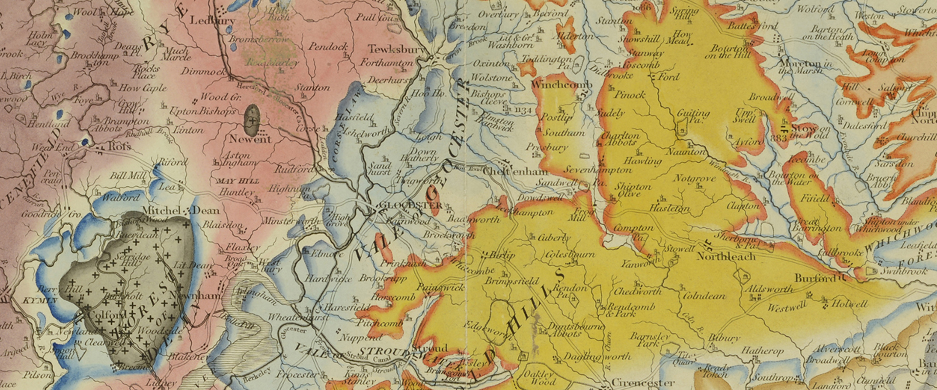 Extract of William Smith's Geological Map (1815) from Plate XI