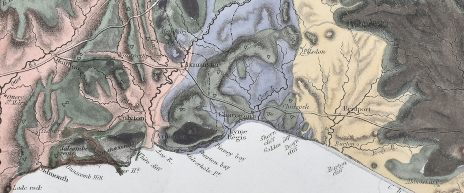 Extract from William Buckland’s map of the Country and Coast of Devon and Dorset