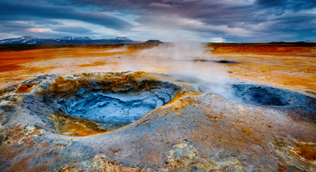 Steam in sulphur field