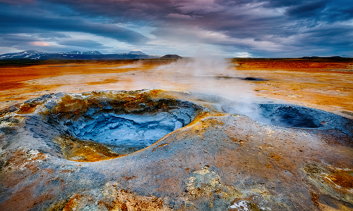 Steam in sulphur field