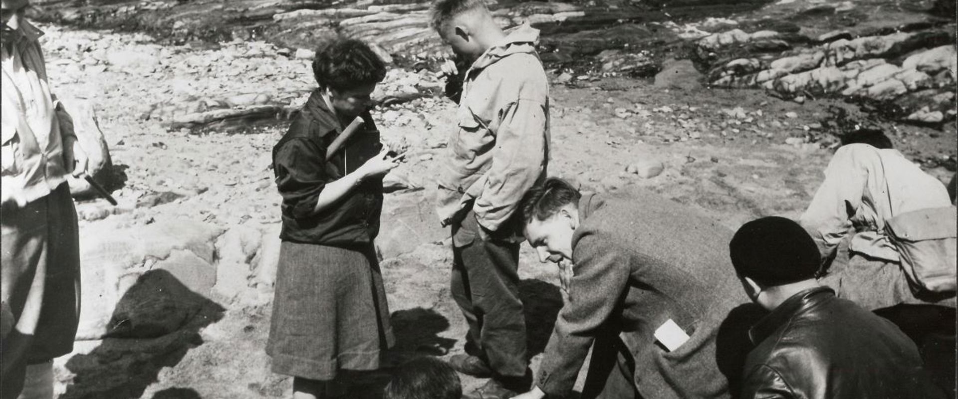 Janet Watson and John Sutton (bending down) pictured during their post graduate research, [1947-1949]. Archives Imperial College London