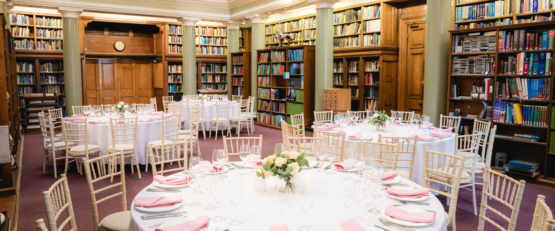 Upper Library Round Table Dining Setup