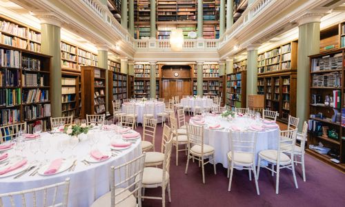 Roundtables setup for weddings at The Geological Society