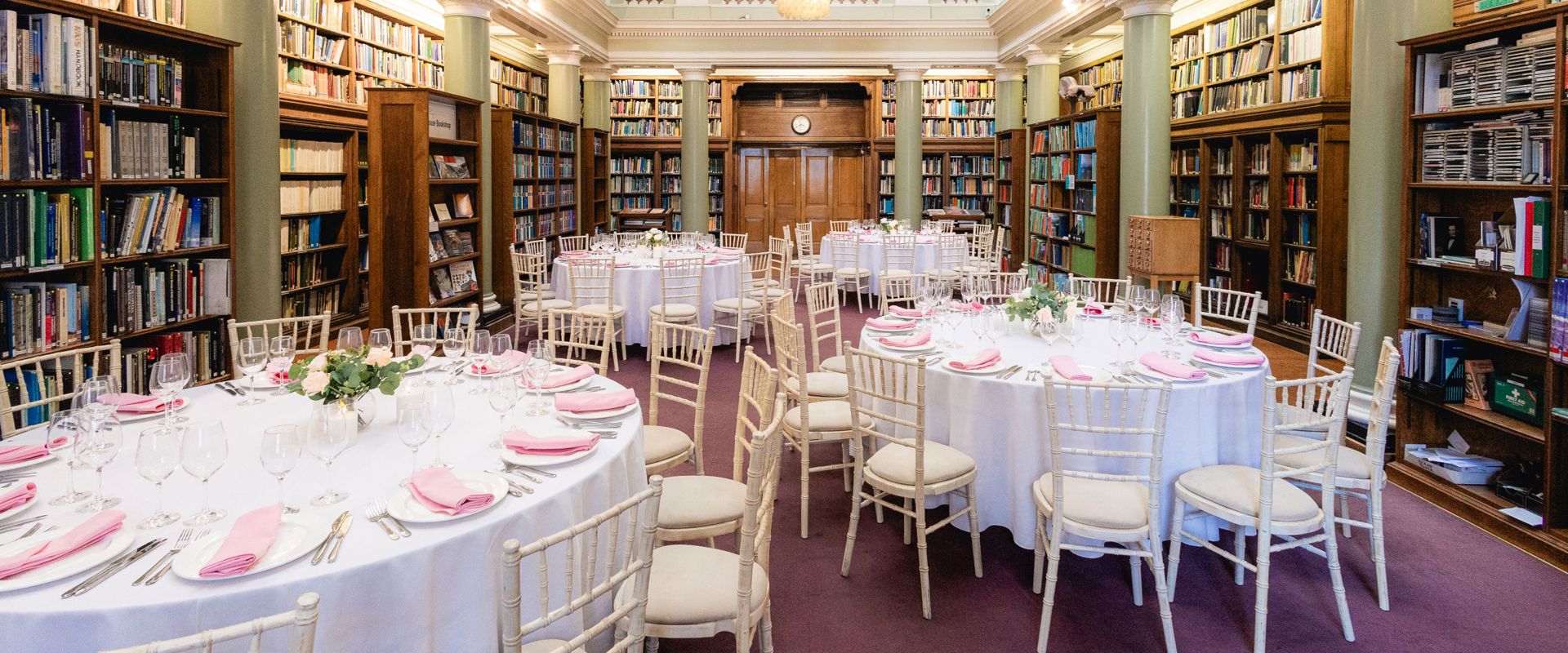 Roundtables setup for weddings at The Geological Society