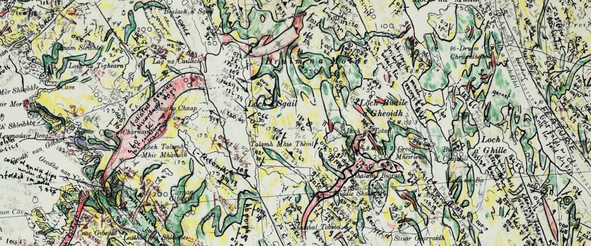 Detail of Janet Watson's geological map of Great Bernera, Outer Hebrides, 1960s/1970s.