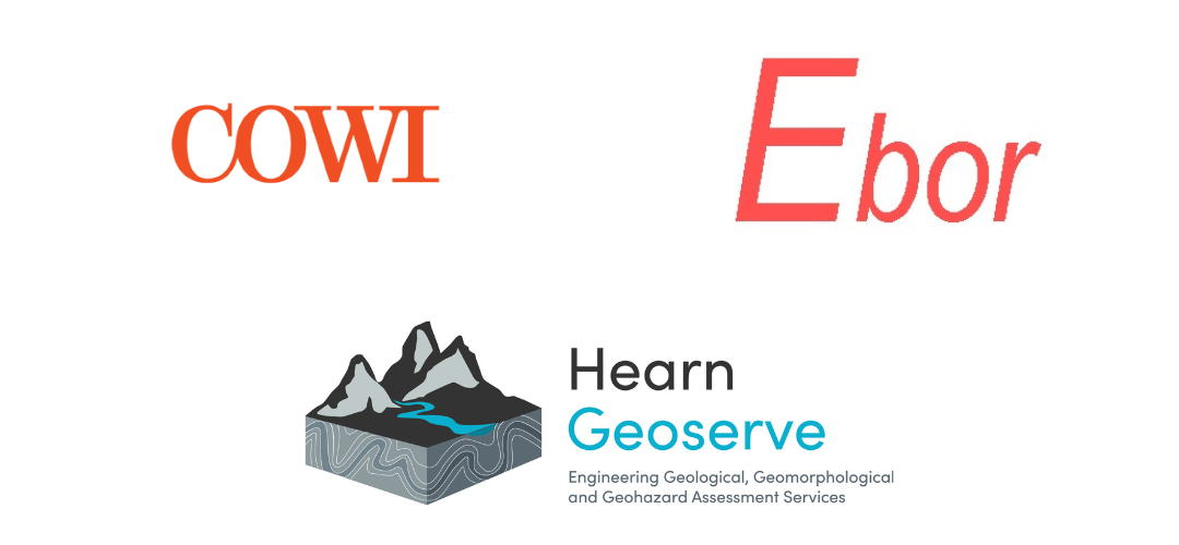 trio of logos; COWI, EBOR and HearnGeoserve 