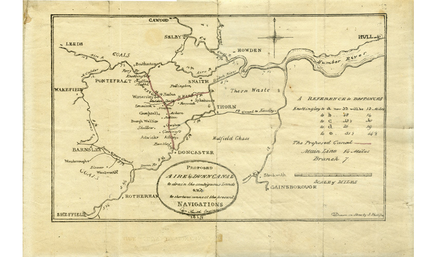 Lithographed map of the proposed Aire and Dunn Canal