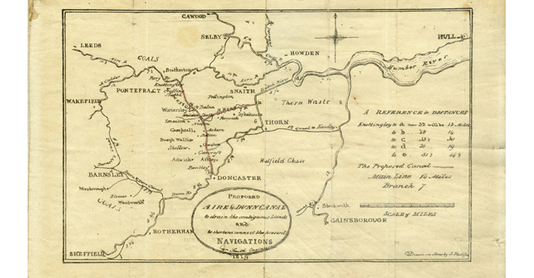 Lithographed map of the proposed Aire and Dunn Canal