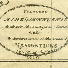 Detail of the title cartouche from the lithograph of the Aire and Dunn Canal