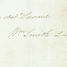 William Smith's signature from his application for the Curator