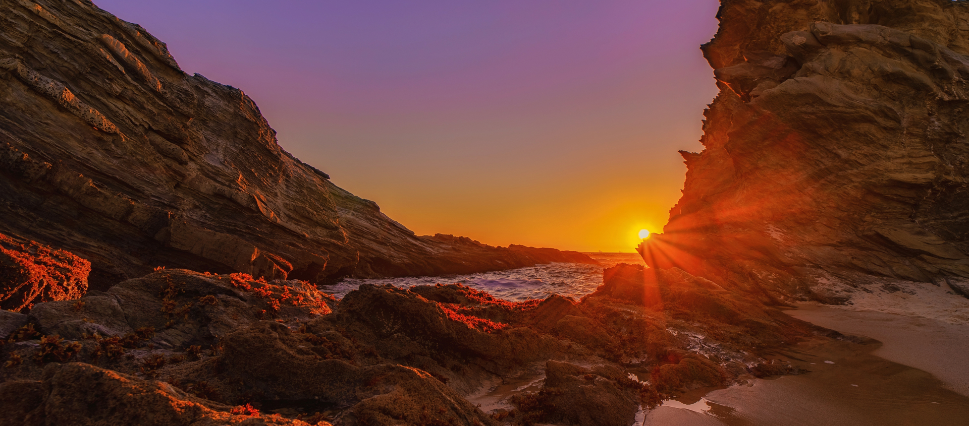 Sunset over rock